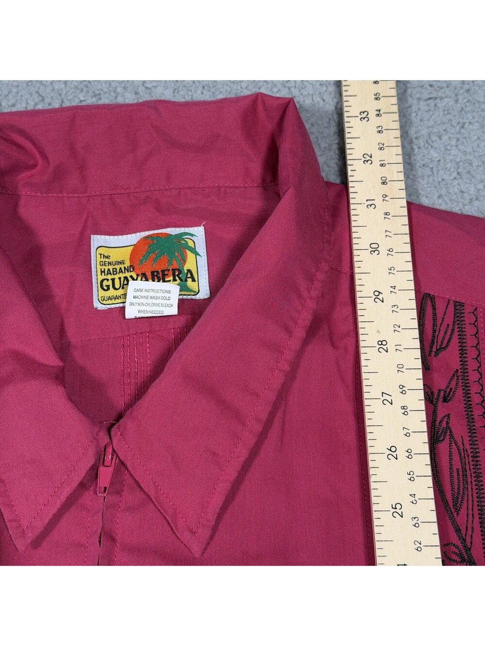 Haband Guayabera Shirt Mens 3XLT Blue Pink Zip Up Embroidery Short Sleeve Lot 2 - Picture 5 of 15